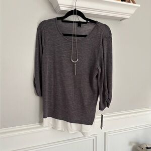 NWT- BCX 3/4 Sleeve Women’s Gray Top- size Large